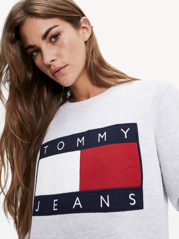 Tommy Hilfiger dámská šedá mikina Flag - XS (PPP)