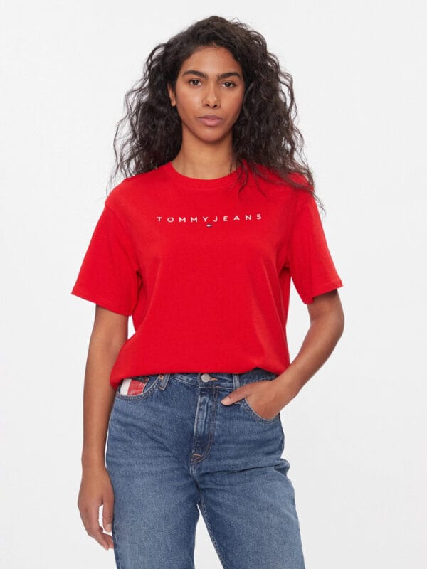 Tommy Jeans dámské červené tričko - XXS (XNL)